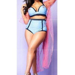 Marilyn Monroe Retro Floral High Rise Bikini Set – 3X Pin‑Up Style